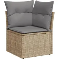 vidaXL Matgrupp för trädgården med dynor 8 delar beige konstrotting