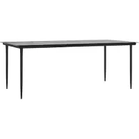 vidaXL Trädgårdsbord svart 200x100x74 cm härdat glas