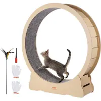 Vevor Trähjul för Katt, 52" Stort Löpband för Katter inomhuskatter, Löphjul för Katter med Avtagbar Matta och Kattmatta för Löpning/Promenader/Träning, Lämplig för De flesta Katter