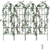 Vevor Trädgårdsspaljé för klätterväxter, 71 x 20 tum, 4-pack rostfritt metallträdgårdsspaljé för blommor, utomhusklätterros-spaljé för gurkor, dekorativt klematisspaljé för gårdar och gräsmattor