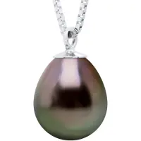 ATELIERS SAINT GERMAIN Halsbandslänk Venetiansk av Silver 925 Rhodiumpläterad och Äkta Odlad Tahitipärla Pärla 8-9 mm