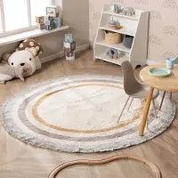 Little Olly Rund tvättbar barnmatta | Milo grå hos Volero | Ø 200 cm | Natur | Med kant | Rund | Låg lugg