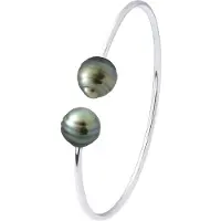 ATELIERS SAINT GERMAIN Armband - Silver 925 - 2 äkta odlade Tahitipärlor med cirkel 9-10 mm