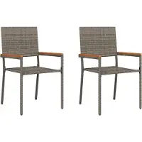vidaXL Trädgårds stapelbara stolar 2 pcs Grå och Brun