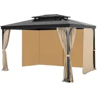 Vevor Paviljonggardiner för utomhusbruk, 3,6 x 3,8 x 1,8 m paviljonger, 4-panelers sidoväggar för paviljonger med dragkedjor, ersättning för utomhusgardin för uteplatstak, endast gardiner, kaki