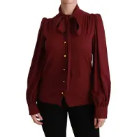 Dolce&Gabbana Kastanienbrun Långärmad Skjorta Blus Silkeöverkostym