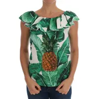 Dolce&Gabbana Kvinnors Ananas Banan Paljetter Blus