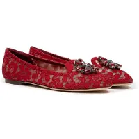 Dolce&Gabbana Spetsballerinas Röda Broderade Ballerinas