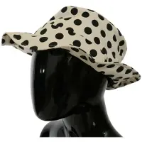 Dolce&Gabbana Damers Vita 100% Bomull Prickig Design Trilby Hatt