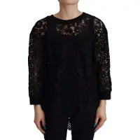 Dolce&Gabbana Svart Blommig Spets Pullover Sicilien Damblus