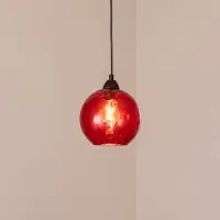 Opviq Glas pendellampa Benek , dimbar, Röd, Vardagsrum / matsal, Glas, Ungt boande, Pendellampa
