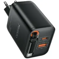 Mtp Products Yesido YC99 40W snabbladdare med utdragbar USB-C-kabel - svart