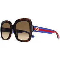 Gucci Square Dam Havana Glitter Blå och Röd Brun Gradient GG0036SN