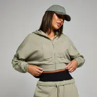 Myprotein MP Women's Cropped Applique Zip Through Hoodie – Deep Sage - L