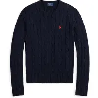 Ralph Lauren för kvinnor. 211971869008 Stickad tröja i marin bomull i ecru-stickning (M), Casual, Marino