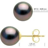ATELIERS SAINT GERMAIN Örhängen Gul Guld 375 - Äkta odlade Tahitipärlor Halvrund 7,5-8 mm