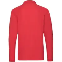 Fruit Of The Loom Polo shirt med lång ärm för män Premium (Röd)