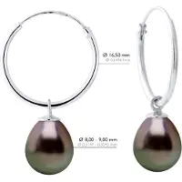 ATELIERS SAINT GERMAIN Örhängen av Silver 925 Rhodiumpläterat och Äkta Odlade Tahitipärlor Pear 8-9 mm
