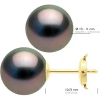 ATELIERS SAINT GERMAIN Örhängen - Gul Guld 375 - Äkta odlade Tahitipärlor Runda 10-11 mm
