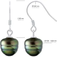 ATELIERS SAINT GERMAIN Örhängen av silver 925 och äkta odlade Tahitipärlor 9-10 mm