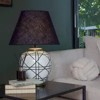 PR Home Bordslampa New York, Svart, Vardagsrum / matsal, Textil / tyger / siden, Bordslampa