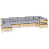 vidaXL Loungegrupp med grå dynor 7 delar massiv furu
