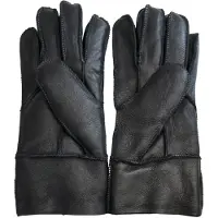 Infinity Leather Unisex Black Sheepskin Leather Gloves with Roll Up/Down Cuff