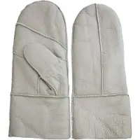 Infinity Leather Womens Grey Genuine Real Sheepskin Leather Mittens Warm Gloves