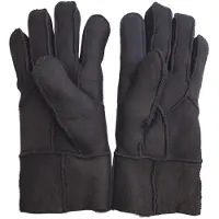 Infinity Leather Unisex Black Sheepskin Suede Gloves with Roll Up/Down Cuff