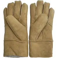 Infinity Leather Unisex Tan Sheepskin Suede Gloves with Roll Up/Down Cuff