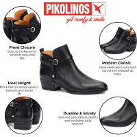 Pikolinos Dam Svarta Läder Ankelboots med Dragkedja och Klack - Daroca