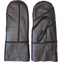 Infinity Leather Womens Black Genuine Real Sheepskin Leather Mittens Warm Gloves