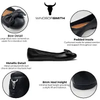Windsor Smith Black Leather Bellarina Flat Shoes With Bow - Bunny