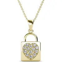 MYC Paris Lock Heart Pendants - Rose Gold and Crystal
