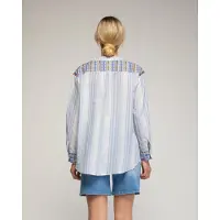 Tantra Randig blus i oversize-modell med mao-halsringning