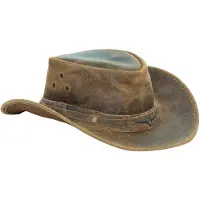 Infinity Leather Cowboy Aussie Äkta Läderhatt Australiensisk Tan Brun Västern Outback Bush Hatt