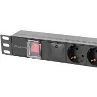Lanberg - Kraftdistributionsenhet (kan monteras i rack) - 2500 Watt - ingång: IEC 60320 C14 - utgångskontakter: 5 (Typ F) - 1U - 19 - 2 m sladd - svart