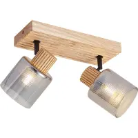 QAZQA Smart spotlight trä med rökglas 2-lampor roterbar och lutbar inkl. WiFi G45 - Gracy