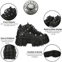 New rock Nya Rock M-106WALL-C65 Python Black Leather Platform Ankelboots
