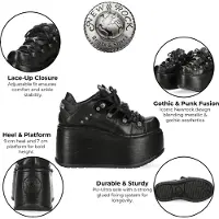 New rock M-120N-C96 svart läder Gothic Chunky Platform ankelstövlar
