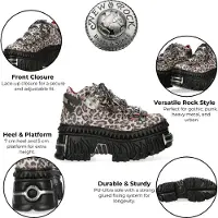 New rock M-106WALL-C56 Leopardtryck läder Gothic Platform Ankelboots
