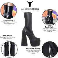 Windsor Smith Windsorsmith Dam Svarta Mid-Calf Sock Platform Goth Heel Boots - Saviour