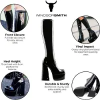Windsor Smith Windsorsmith Dam Svarta Knähöga Sock Platform Goth Heel Boots - Söt