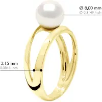 ATELIERS SAINT GERMAIN Ring - Gul Guld 375 - Äkta odlad sötvattenspärla rund 8-9 mm