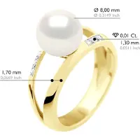 ATELIERS SAINT GERMAIN Ringsmycke 0,06 Cts - Gult guld - Äkta odlad sötvattenspärla rund 8-9 mm