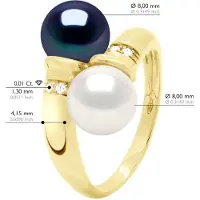ATELIERS SAINT GERMAIN Ring You & Me - Diamanter 0,04 Cts - 2 äkta odlade sötvattenspärlor runda 8-9 mm