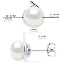 ATELIERS SAINT GERMAIN Örhängen Surroundings Diamonds 0,03 Cts Vitguld - Äkta odlade sötvattenspärlor Knapp 7-8 mm