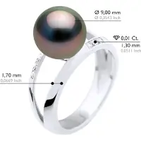ATELIERS SAINT GERMAIN Ringsmycke 0,06 Cts - Vitguld - Äkta odlad Tahitipärla Rund 9-10 mm
