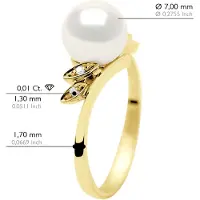 ATELIERS SAINT GERMAIN Ring Diamanter 0,04 Cts Äkta odlad sötvattenspärla rund 7-8 mm
