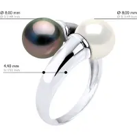 ATELIERS SAINT GERMAIN Ring You & Me Prestige av Silver 925 Rhodiumpläterad utsmyckad med äkta odlade Tahitipärlor och FRESHWATERCOLOR NATURAL WHITE- 8-9 mm
